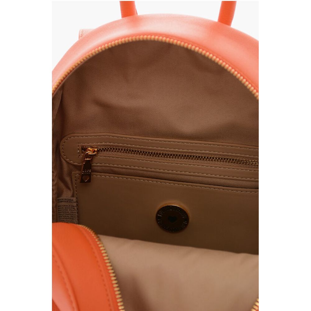 Moschino LOVE Textured Faux Leather Backpack with Golden Logo