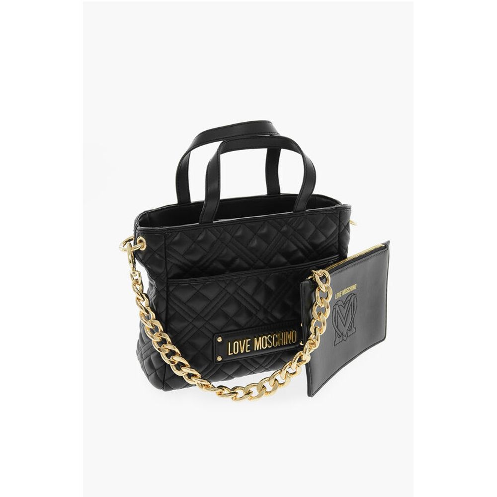 Moschino LOVE Quilted Faux Leather Handbag with Golden Chain