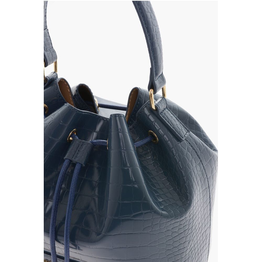 Moschino LOVE Faux Leather Crocodile Effect Bucket Bag with Embossed