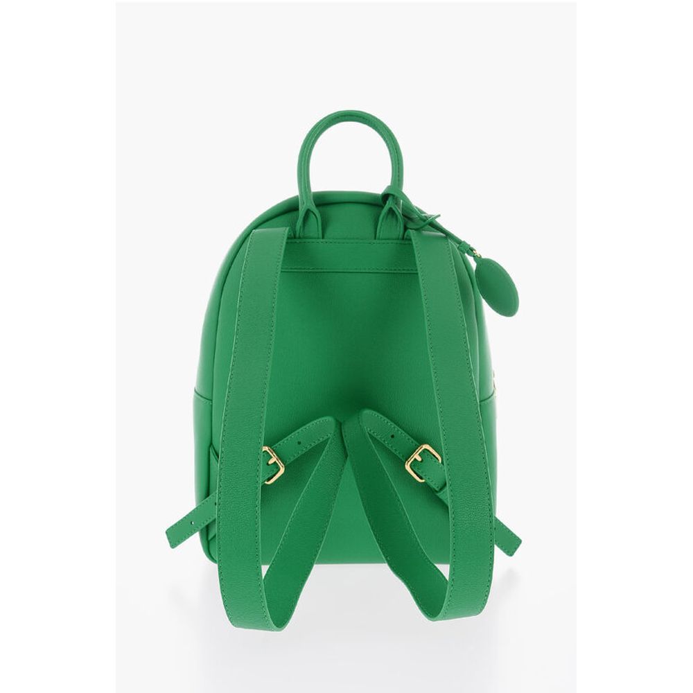 Moschino LOVE Embossed Golden Maxi Logo Textured Faux Leather Backpac