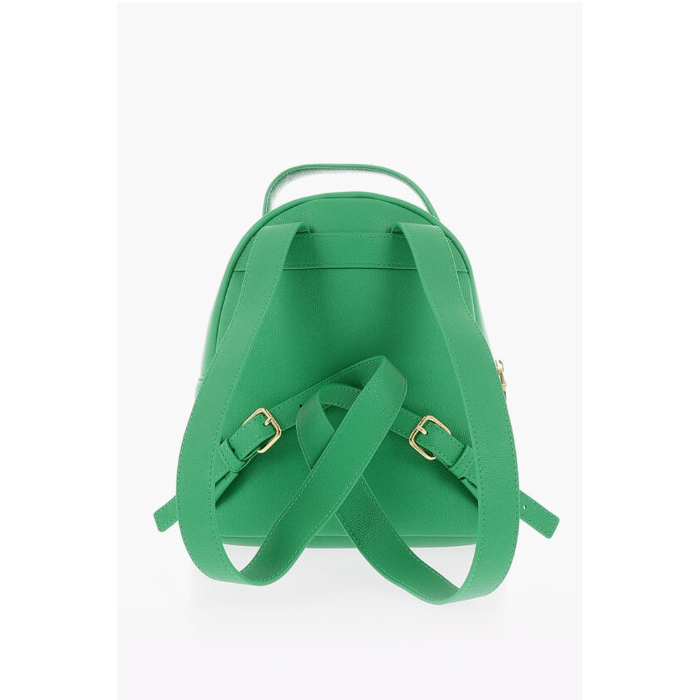 Moschino LOVE Solid Color Faux Leather Backpack with Golden Logo
