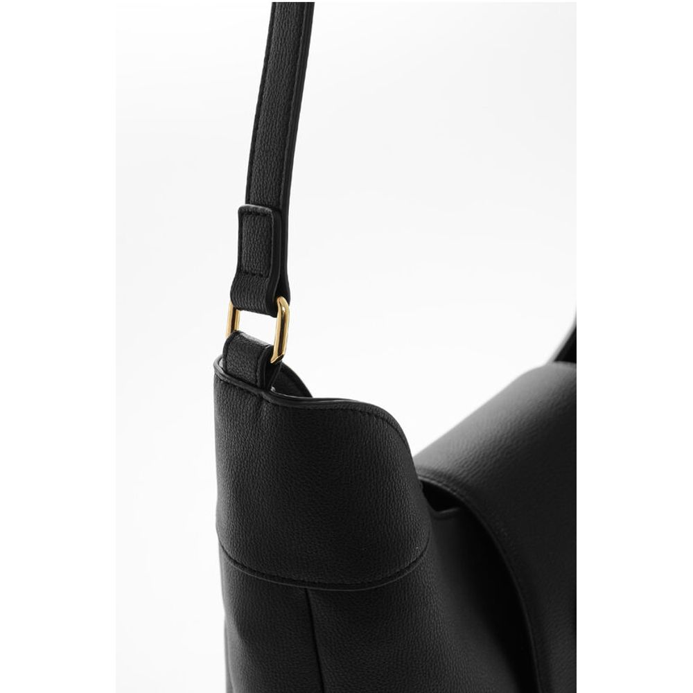 Moschino LOVE Textured Faux Leather Hobo Bag with Maxi Heart-Shaped C
