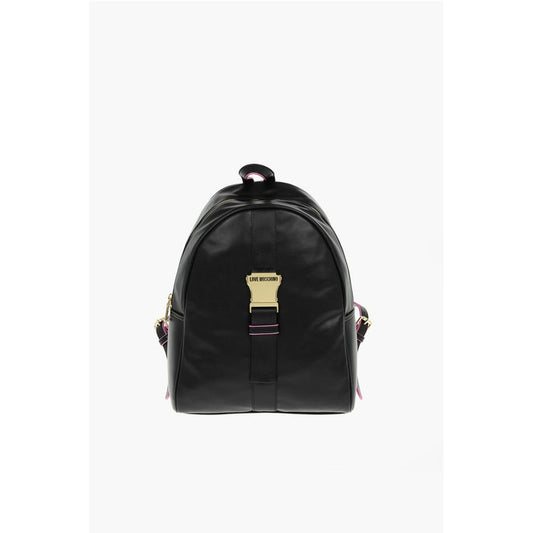 Moschino LOVE Logoed Shoulder Strap Faux Leather SAFETY Backpack