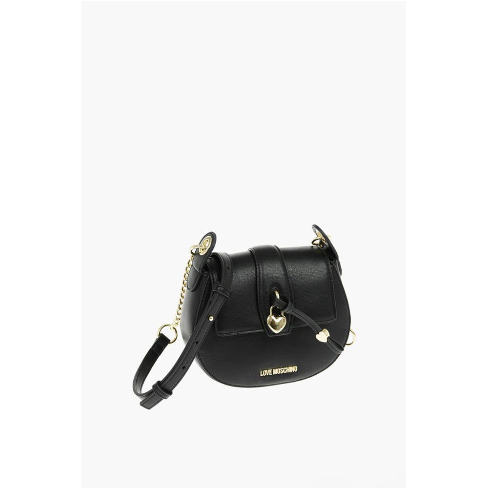 Moschino LOVE Faux Leather Crossbody Bag with Heart Shaped Charm