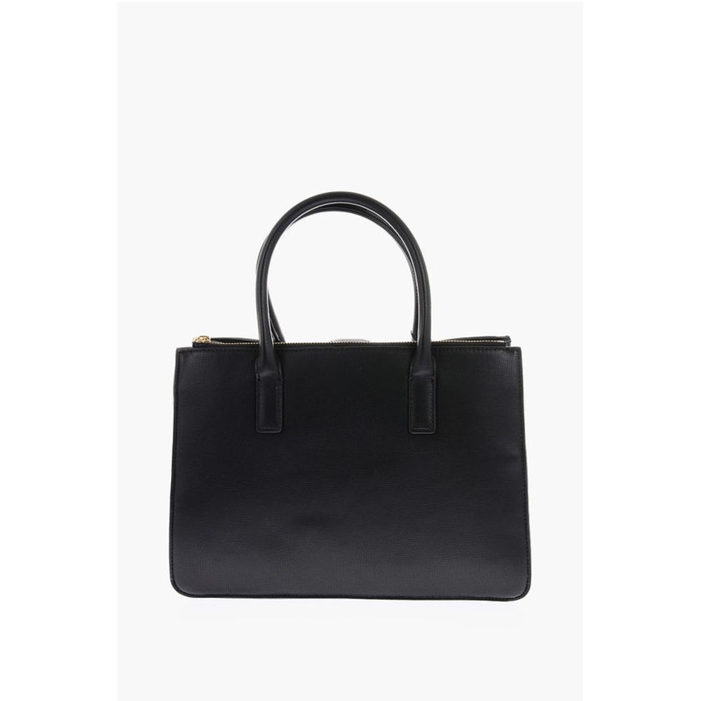 Moschino LOVE Faux Leather Tote Bag with Golden Heart Charm