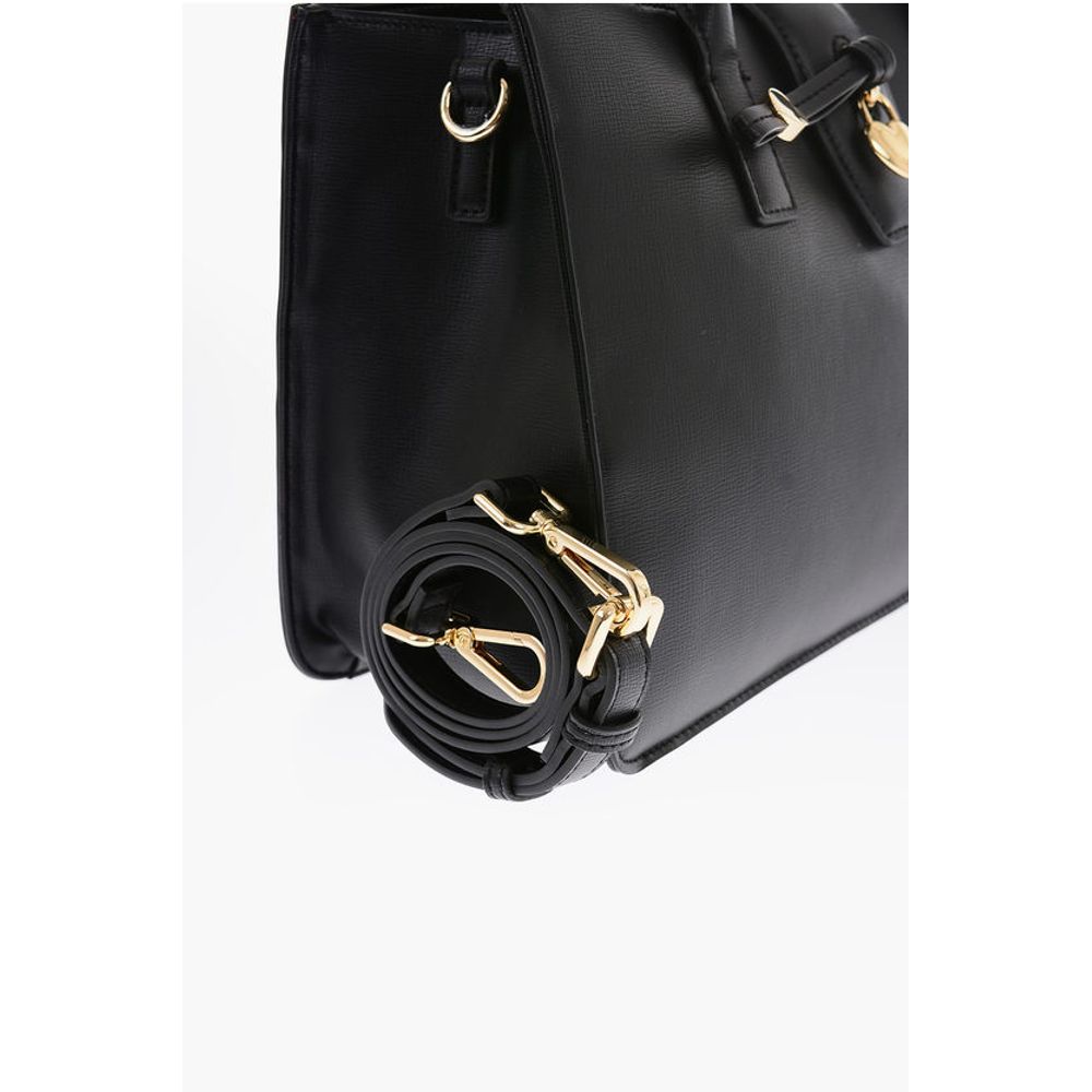 Moschino LOVE Faux Leather Tote Bag with Golden Heart Charm