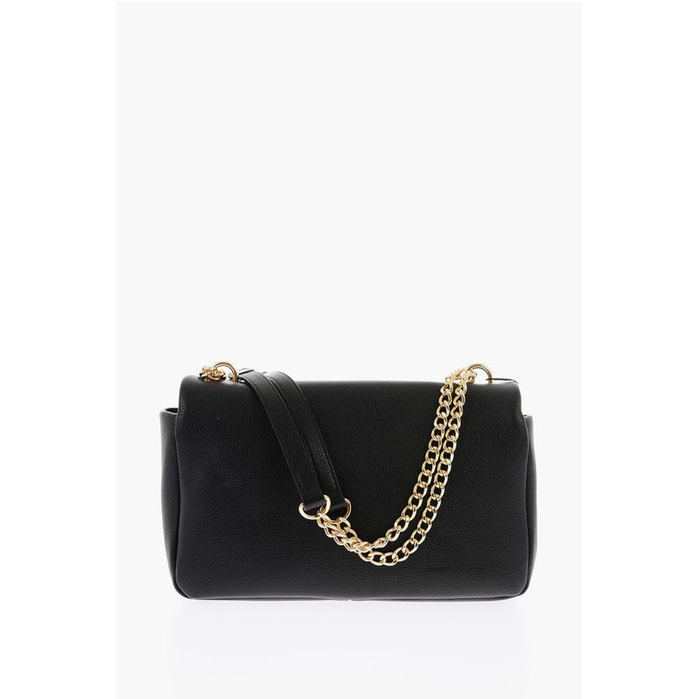 Moschino LOVE Textured Faux Leather Shoulder Bag with Golden Logo