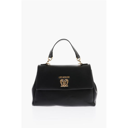 Moschino LOVE Turn Lock Closure Faux Leather Bag with Removable Shoul