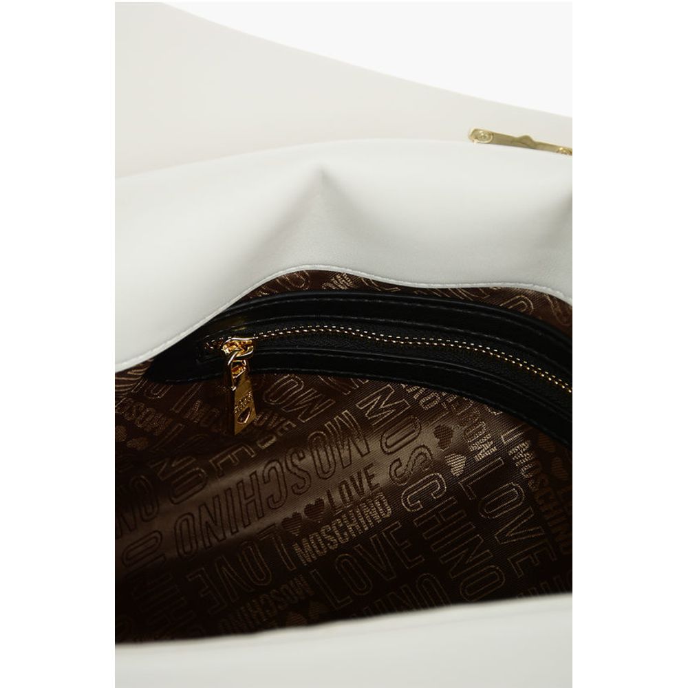 Moschino LOVE Faux Leather Bag with Front Monogram and Turn Lock Clos