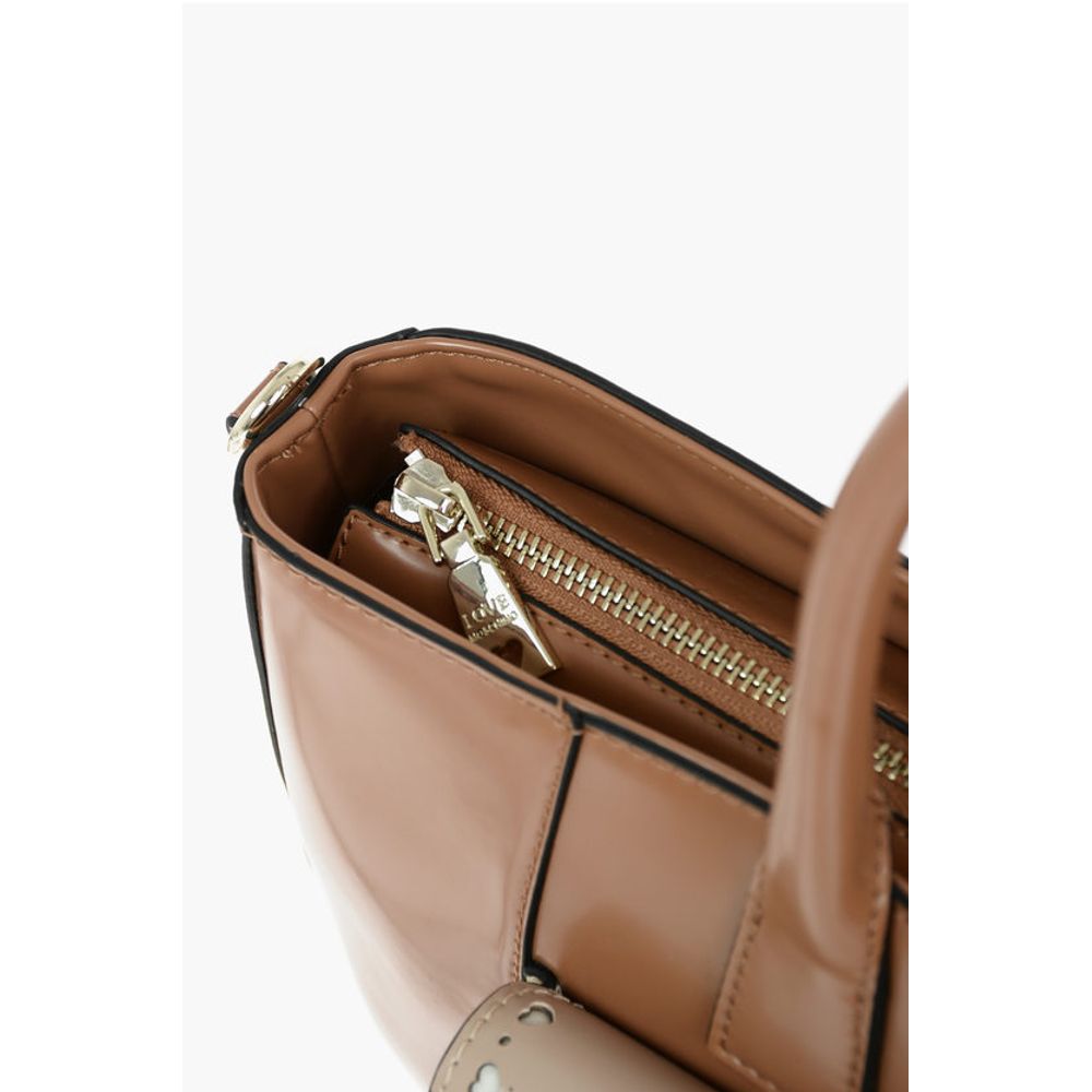 Moschino LOVE Removable Shoulder Strap Faux Leather Tote Bag