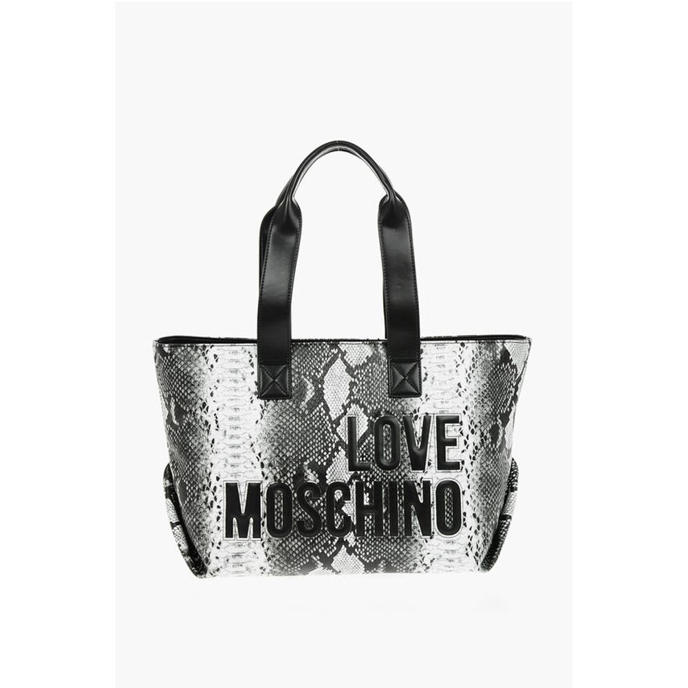 Moschino LOVE Snake Effect Faux Leather Tote Bag