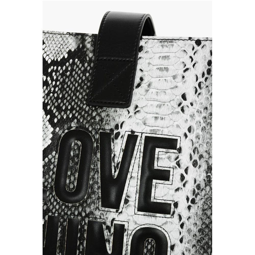 Moschino LOVE Snake Effect Faux Leather Tote Bag