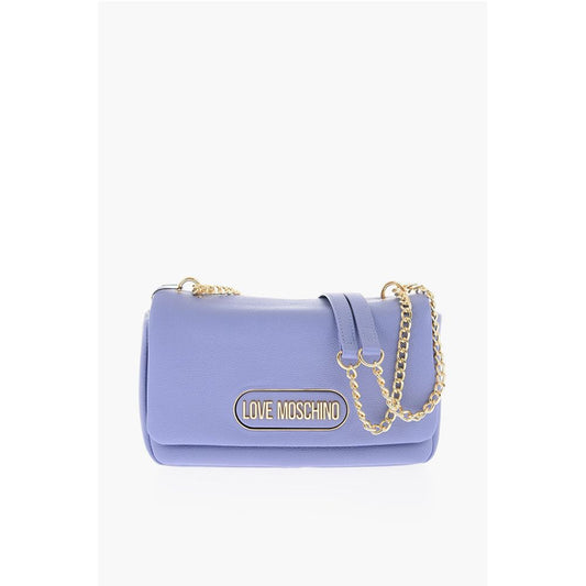 Moschino LOVE Textured Faux Leather Shoulder Bag with Golden Logo