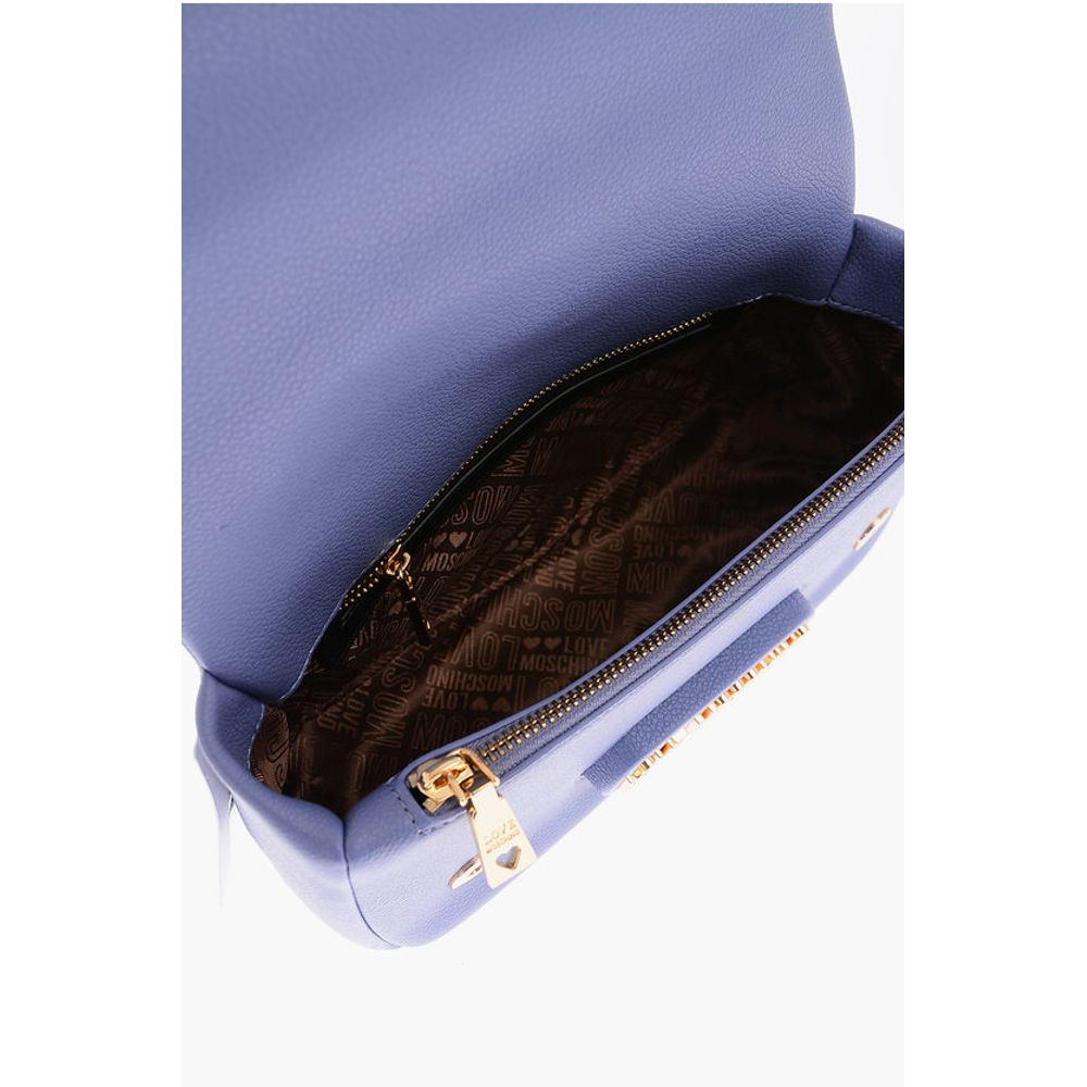 Moschino LOVE Textured Faux Leather Shoulder Bag with Golden Logo