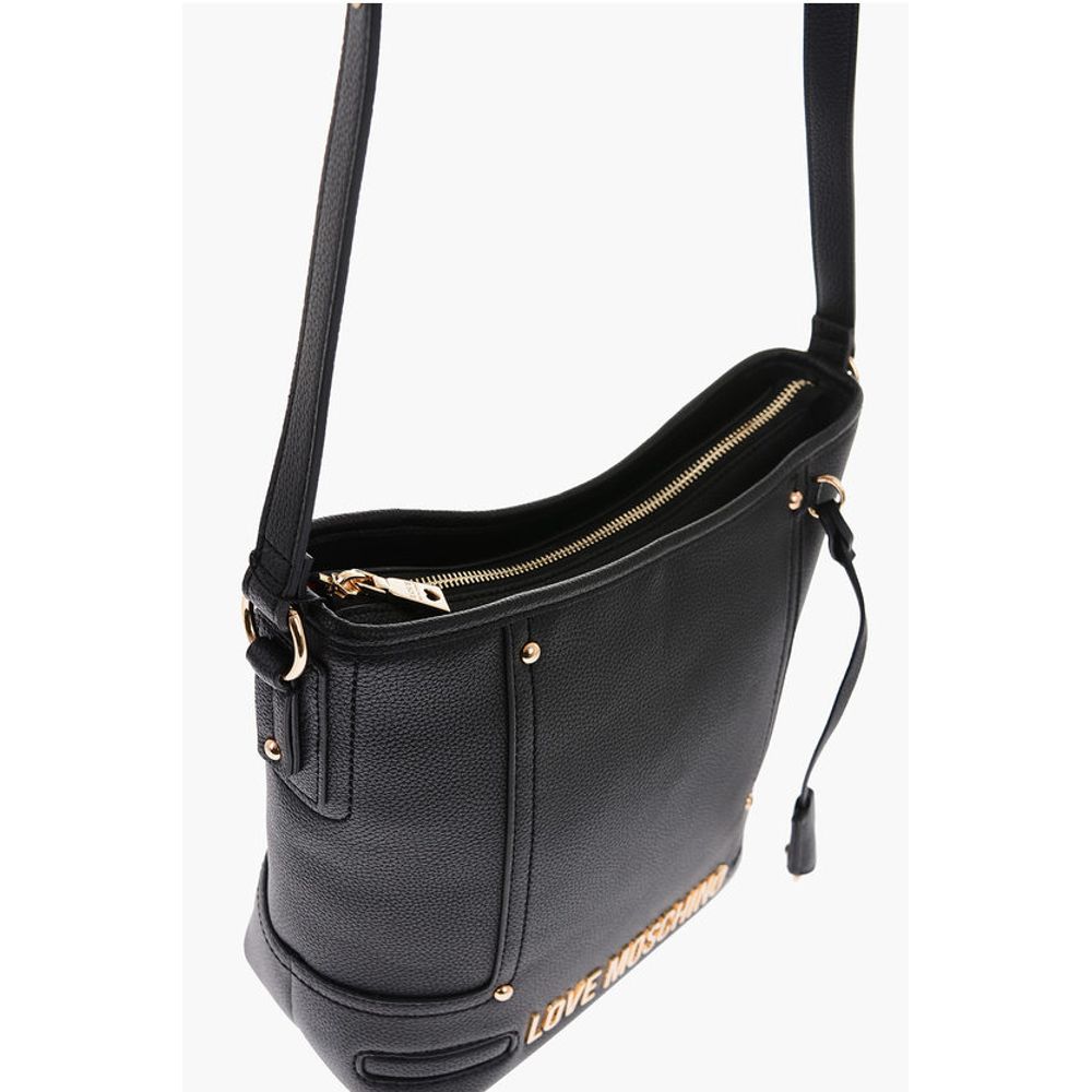 Moschino LOVE Texture Faux Leather Tote Bag with Embossed Logo