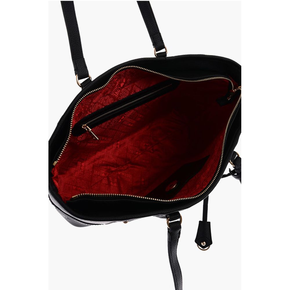 Moschino LOVE Textured Faux Leather Tote Bag with Embossed Logo