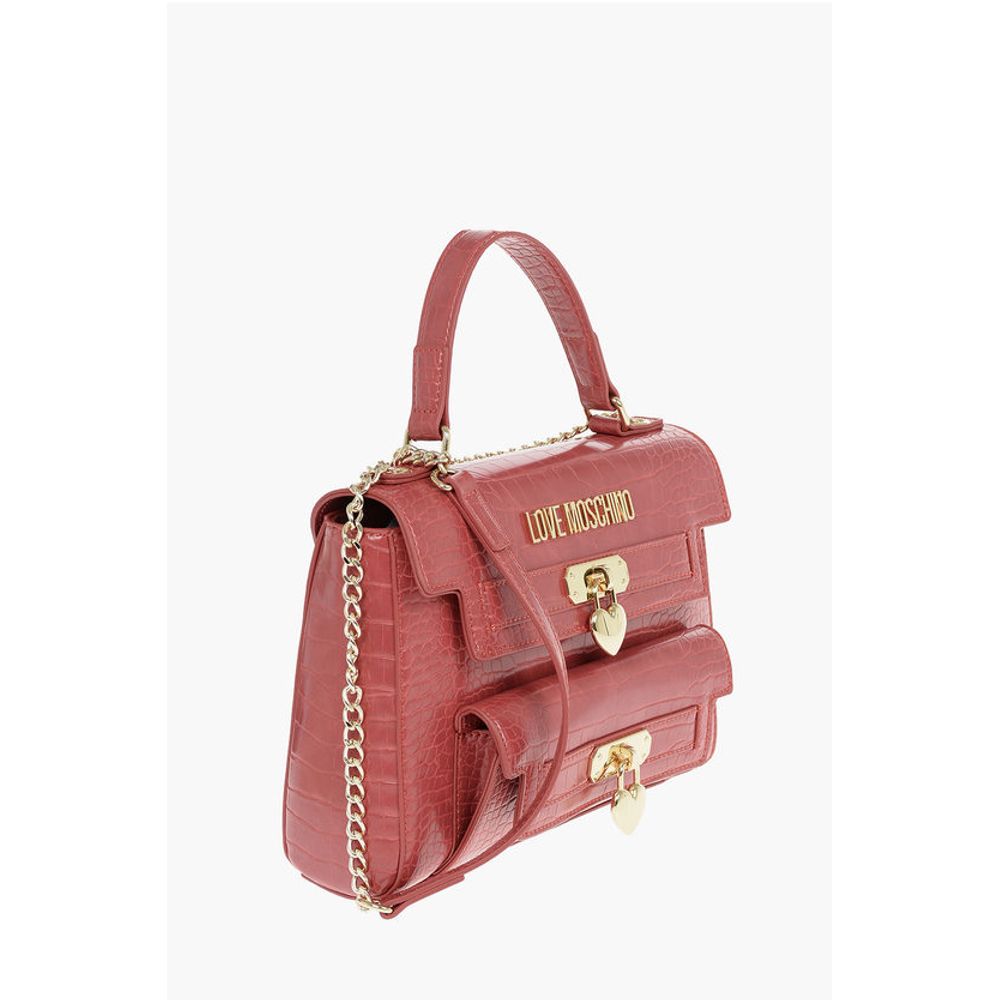 Moschino LOVE Crocodile Printed Faux Leather Hand Bag