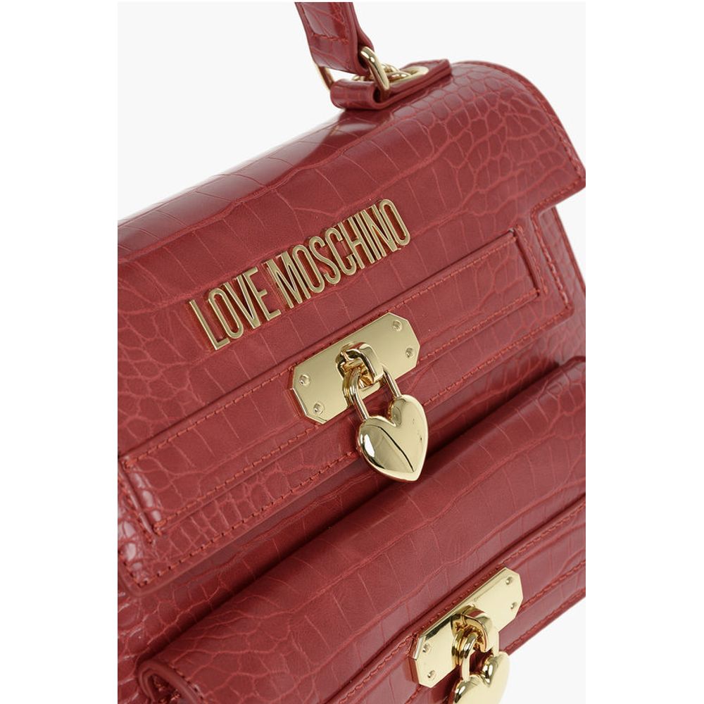 Moschino LOVE Crocodile Printed Faux Leather Hand Bag
