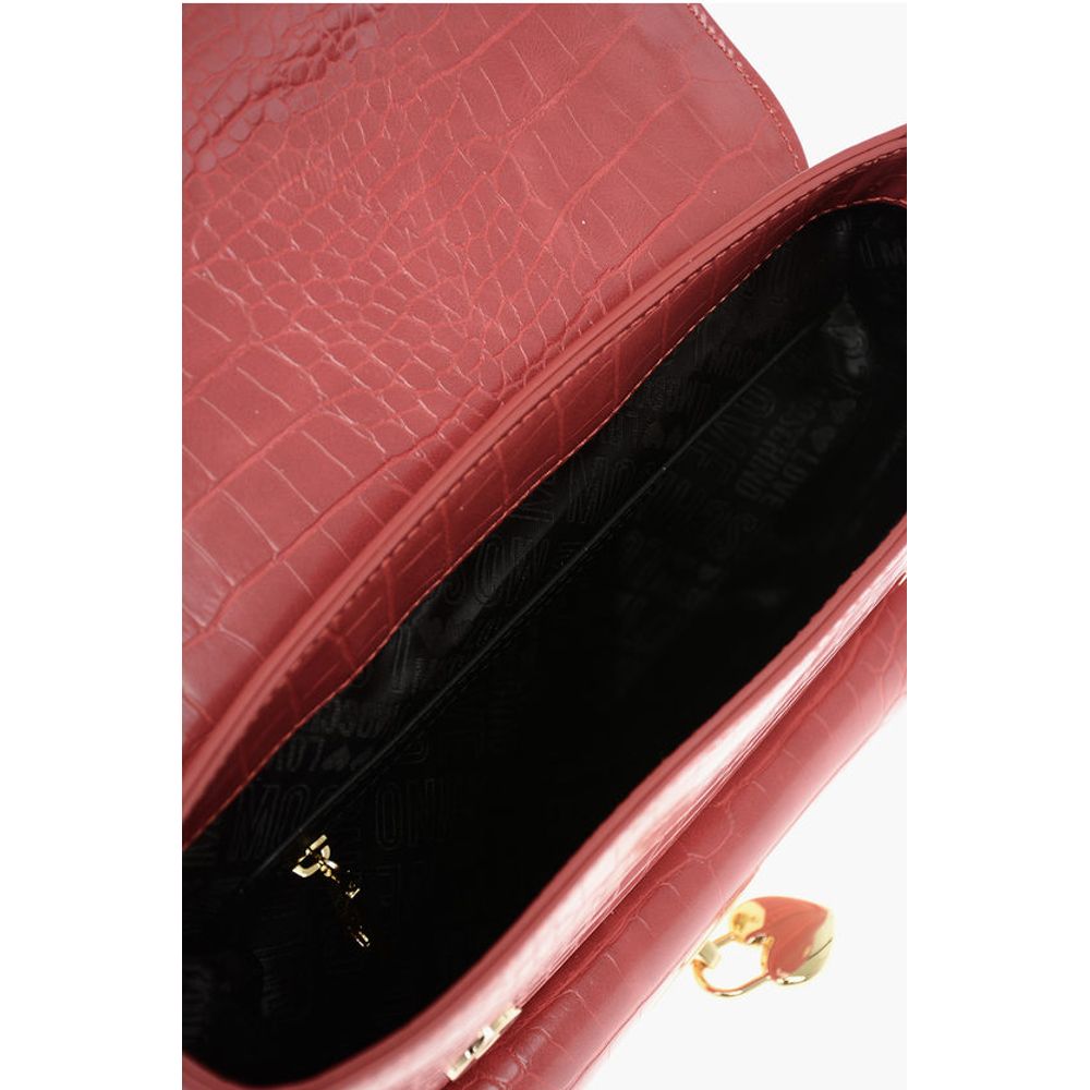 Moschino LOVE Crocodile Printed Faux Leather Hand Bag