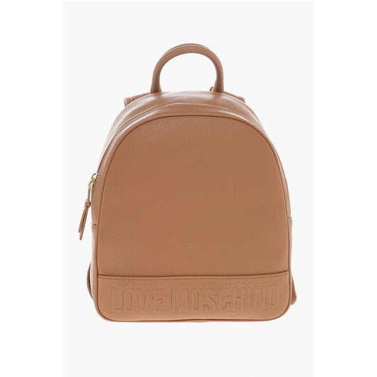 Moschino LOVE Textured Faux Leather Backpack with Embossed Logo