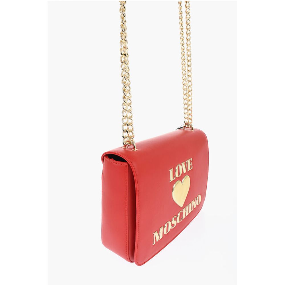 Moschino LOVE Faux Leather Shoulder Bag with Golden Details