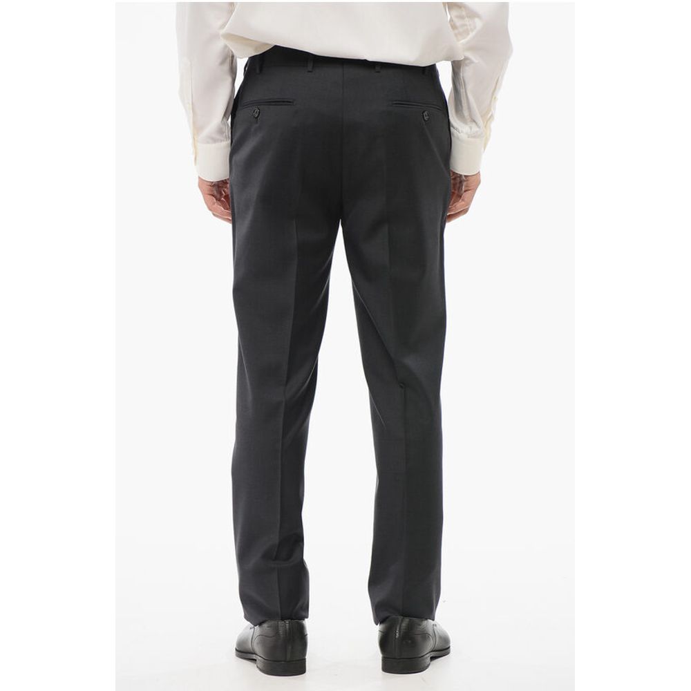 Corneliani Virgin Wool MANTUA Pants with Concealed Closure