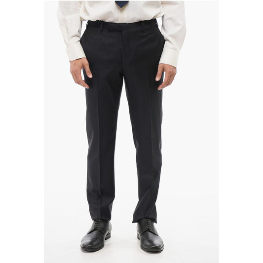 Corneliani CC COLLECTION Virgin Wool Pants with Hidden Closure