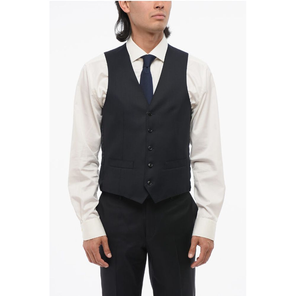 Corneliani Virgin Wool Vest with Geometric Motif