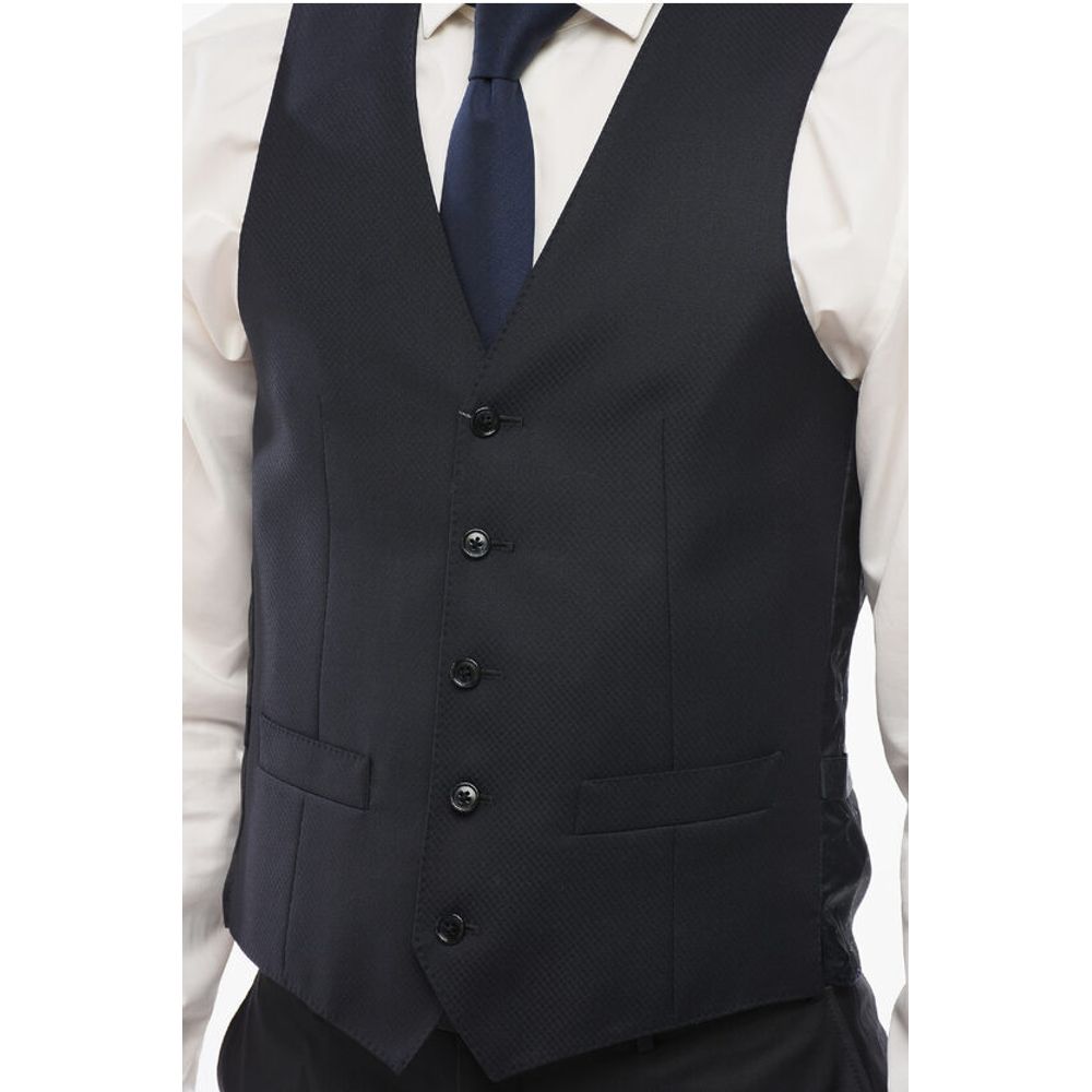 Corneliani Virgin Wool Vest with Geometric Motif