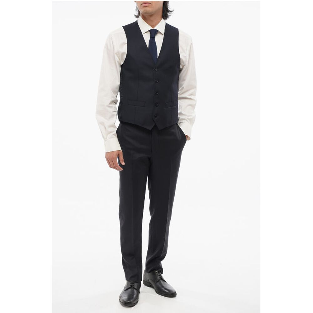 Corneliani Virgin Wool Vest with Geometric Motif