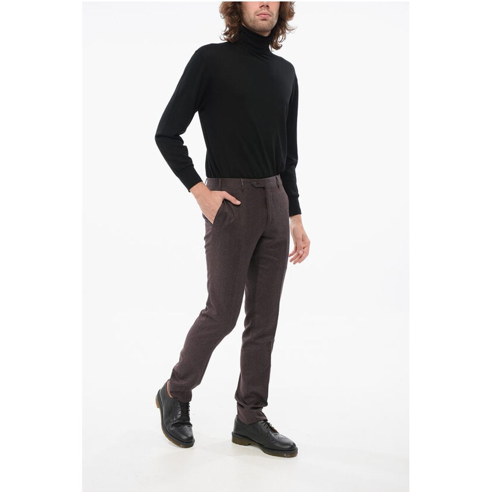 Corneliani Ravne hlače z visokim pasom iz volnene Blend