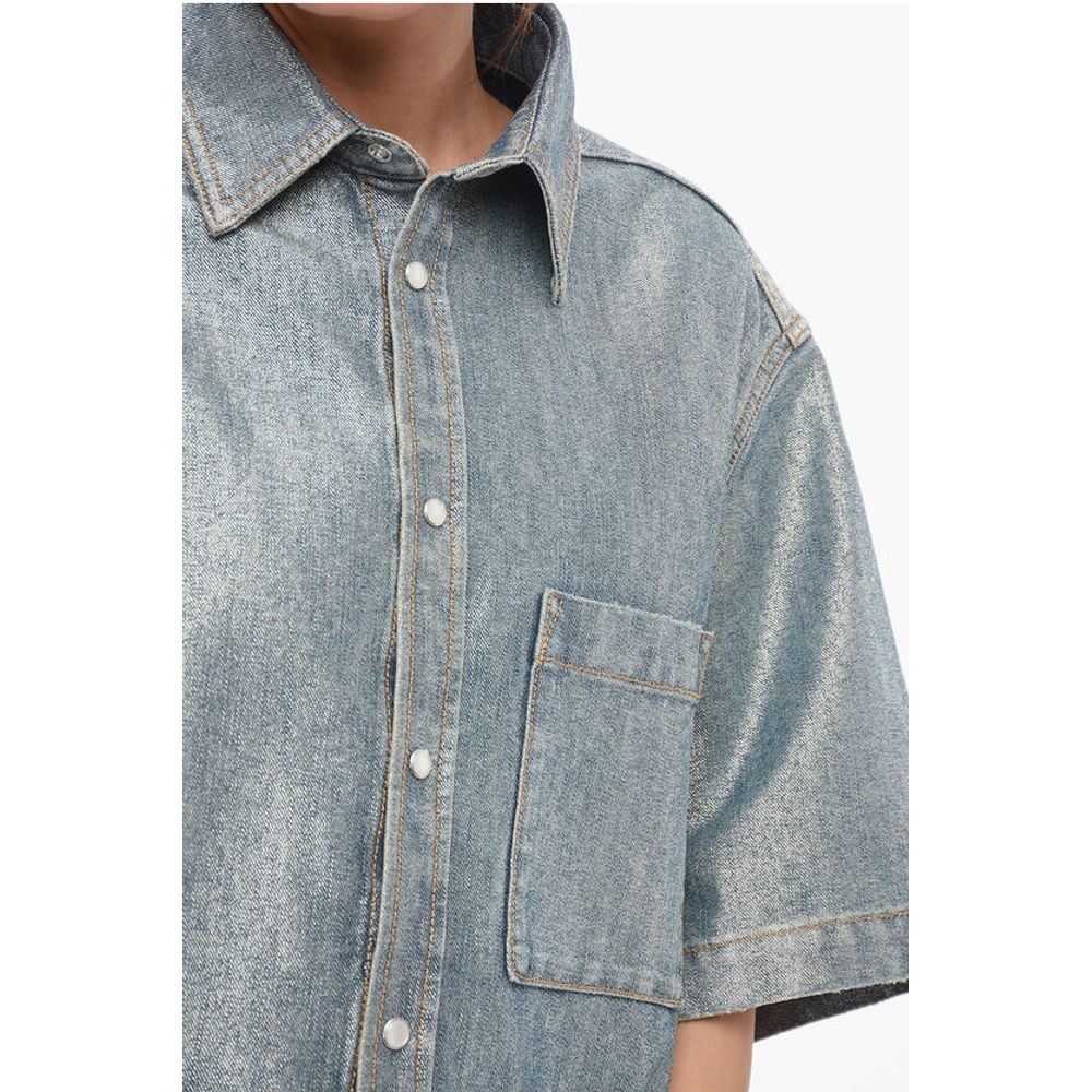 Darkpark Short Sleeved Lurex Denim Blend Shirt