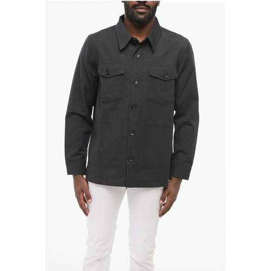 Department 5 Virgin Wool and Cotton Overshirt with Double Breast Pocket