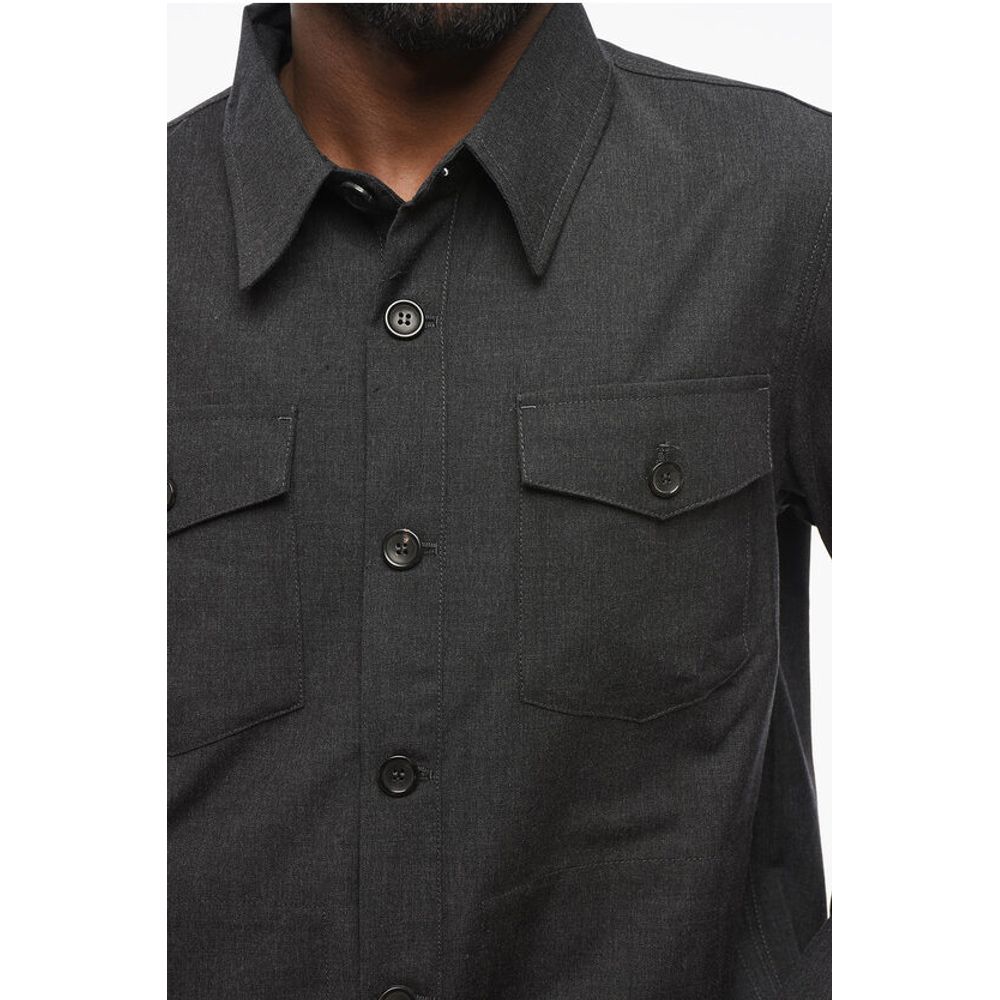 Department 5 Virgin Wool and Cotton Overshirt with Double Breast Pocket