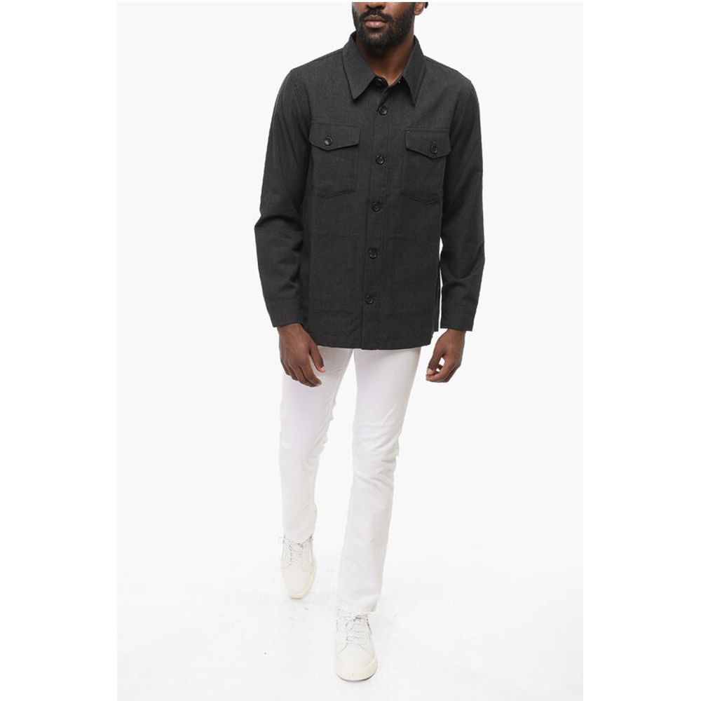 Department 5 Virgin Wool and Cotton Overshirt with Double Breast Pocket