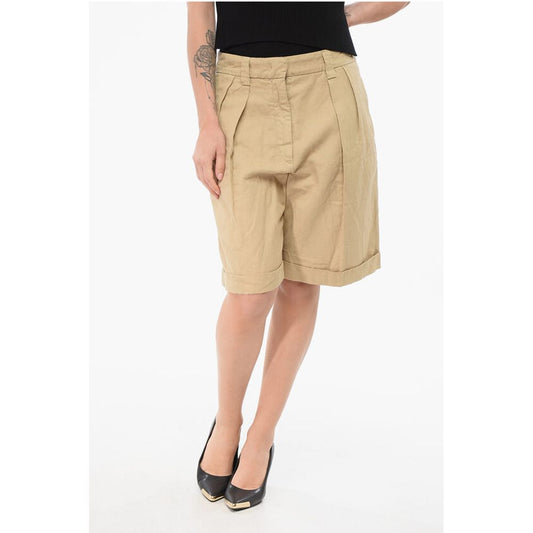 Aspesi Double-pleated Linen Blend Shorts