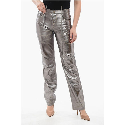 The Attico Mirror-like Leather Pants with Worn Out Effect