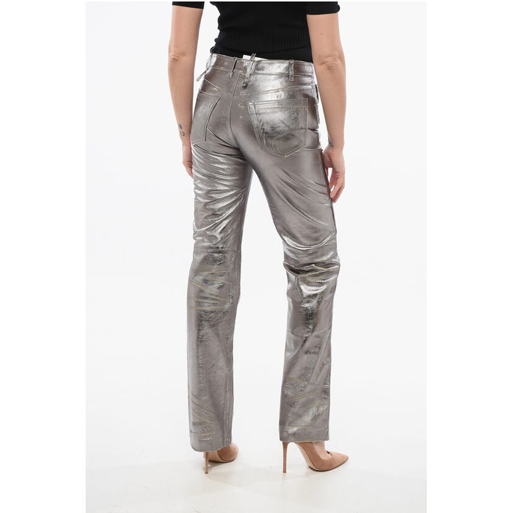 The Attico Mirror-like Leather Pants with Worn Out Effect
