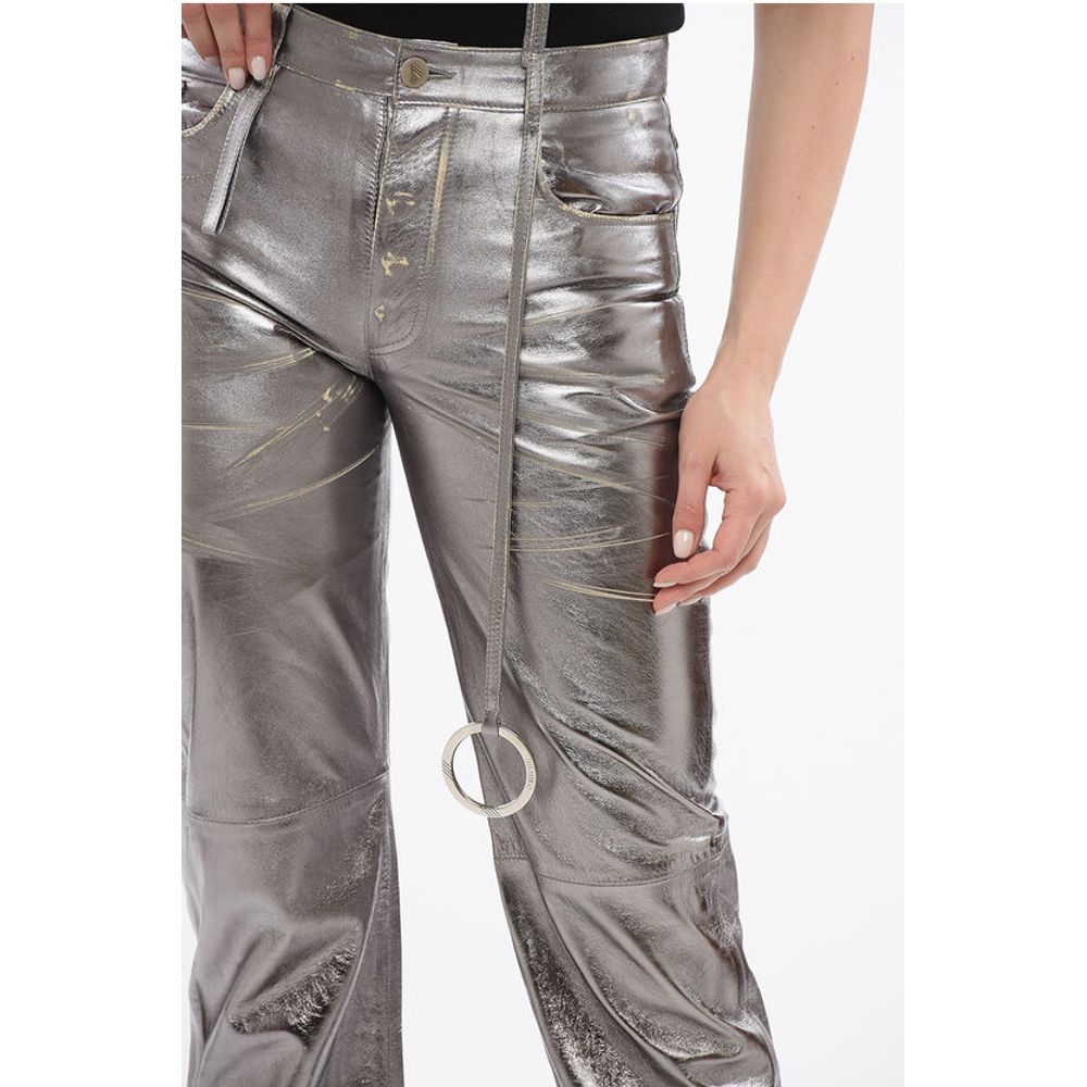 The Attico Mirror-like Leather Pants with Worn Out Effect
