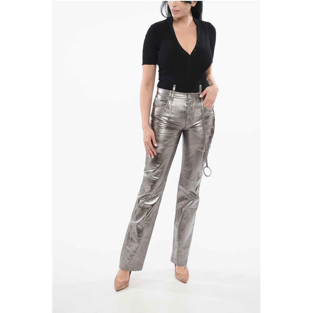 The Attico Mirror-like Leather Pants with Worn Out Effect
