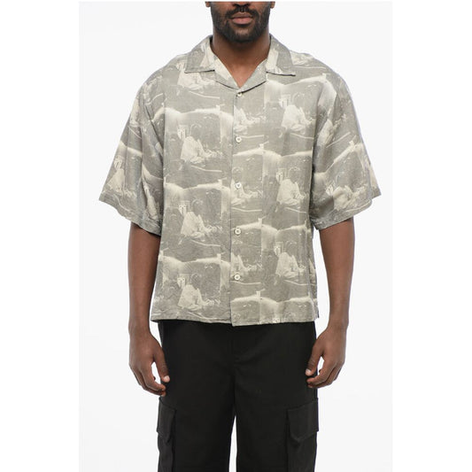 1989 Studio Printed Linen Blend Bowling Shirt