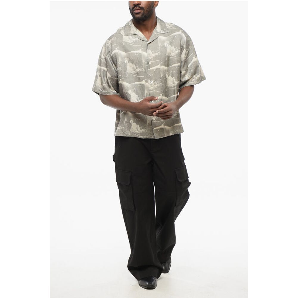 1989 Studio Printed Linen Blend Bowling Shirt