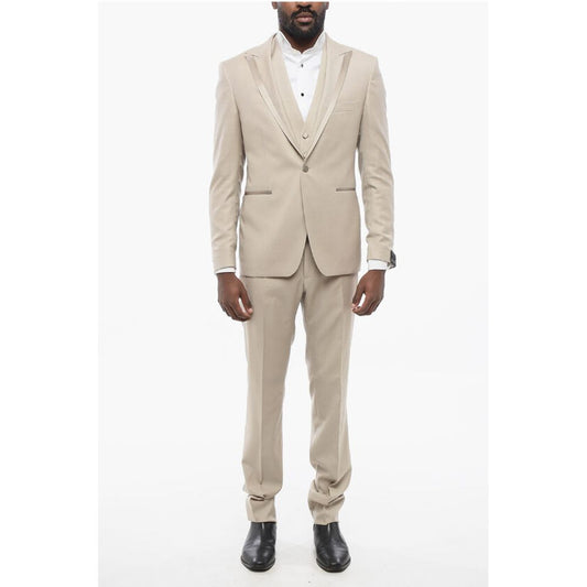 Tagliatore 3-Piece Suit with Satin Peak Lapel