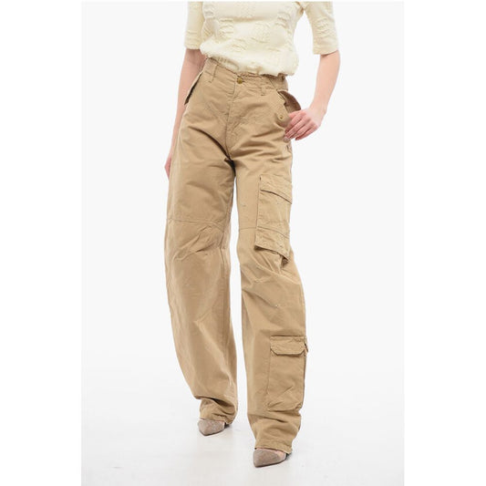 Darkpark Frayed Hem Cotton ROSALIND Cargo Pants with Logo-Buttons