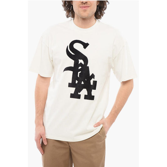 1989 Studio Solid Color MIDWEST Crewneck T-Shirt with Contrasting Flocke