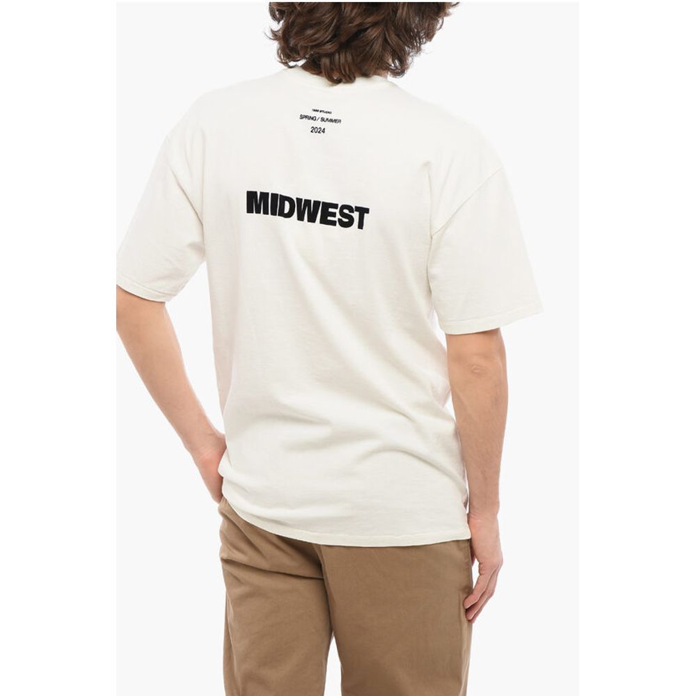1989 Studio Solid Color MIDWEST Crewneck T-Shirt with Contrasting Flocke