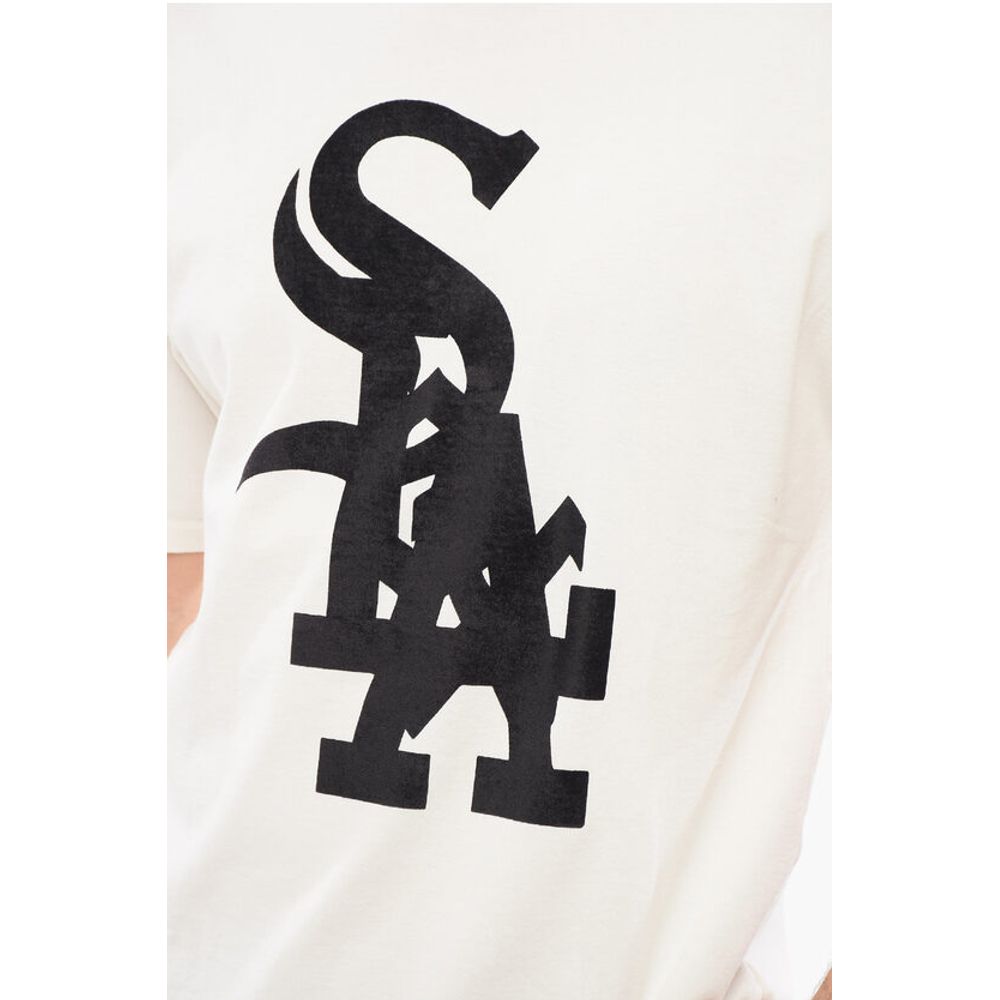 1989 Studio Solid Color MIDWEST Crewneck T-Shirt with Contrasting Flocke