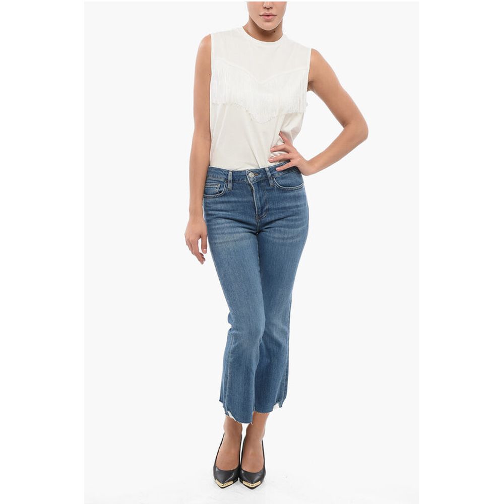 Frame Frayed Hem Cropped Boot Cut Jeans 21cm