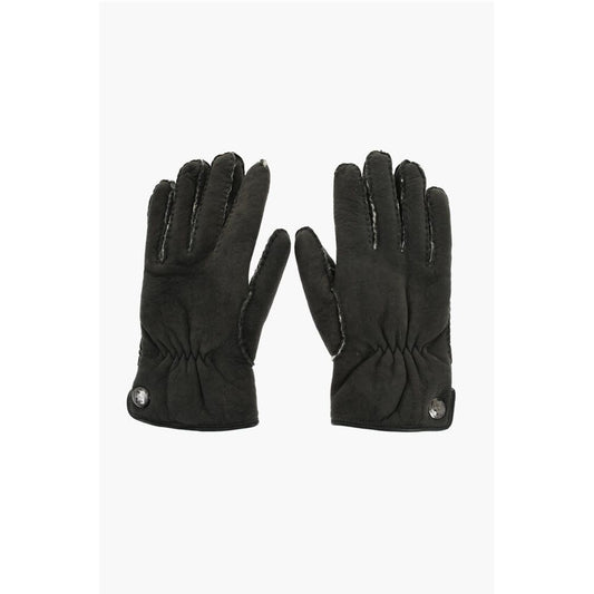 Corneliani ID Solid Color Leather Gloves with Silver-Tone Button
