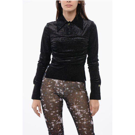 Viktor & Rolf Gathered Waist Velour Glittered Top